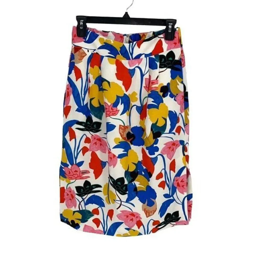 J.Crew Pintucked Midi‎ Skirt Lined  Morning Floral Size 8P - Picture 2 of 12